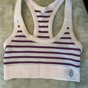 FP Movement by Free People Purple and Cream Striped Tank Top